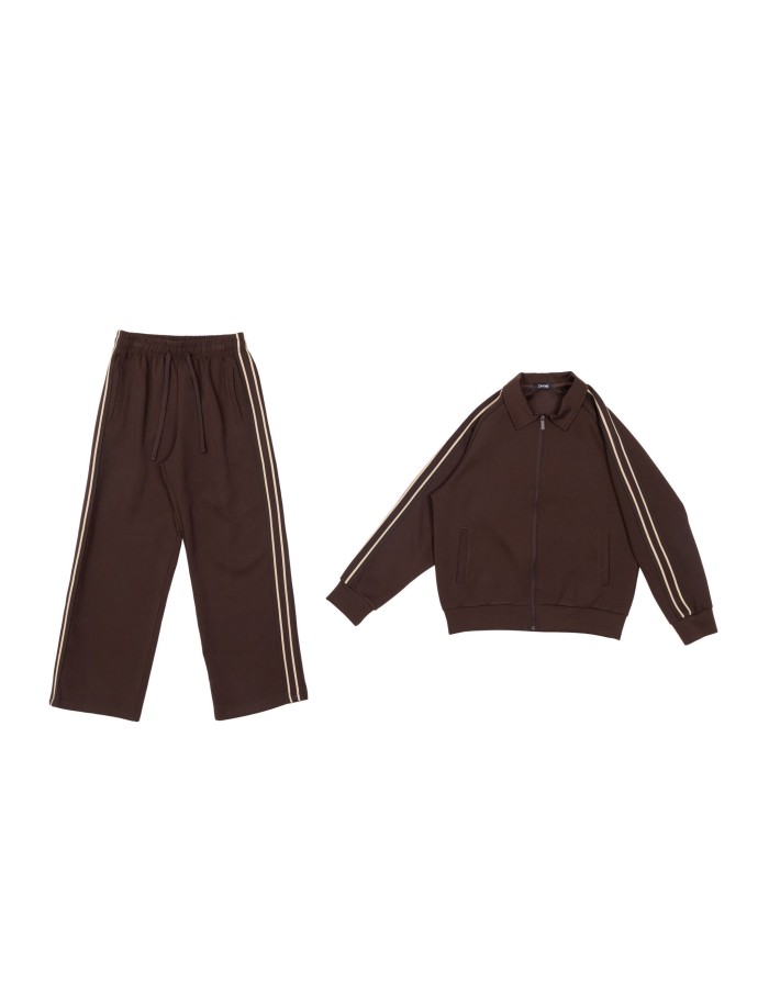 Ensemble Jogging Marron Homme Bandes | Zerda