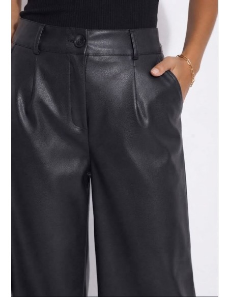 Bermuda Similicuir Noir Femme Taille Haute | Zerda