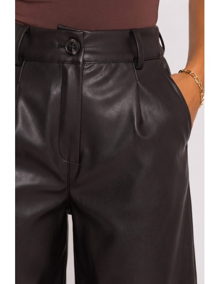 Bermuda Similicuir Marron Femme Taille Haute | Zerda