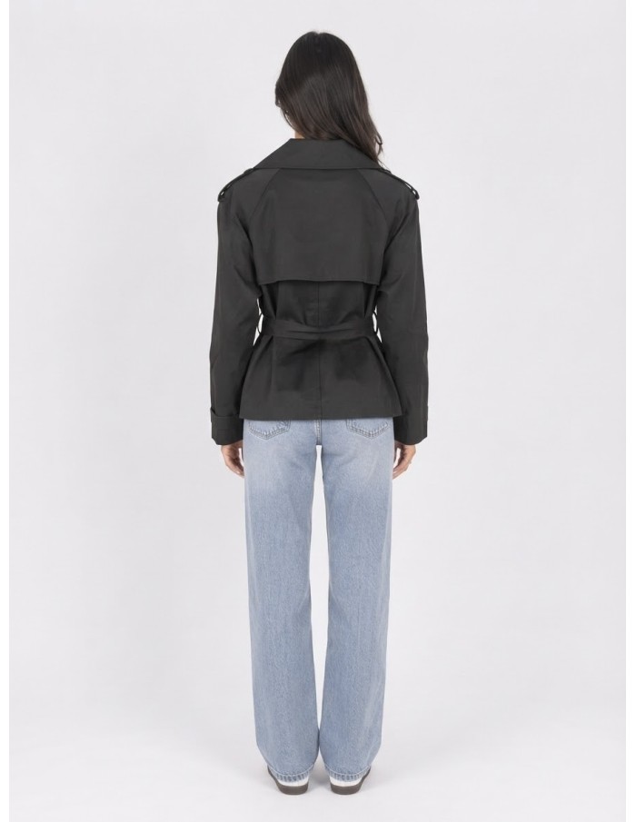 Trench Court Noir Femme Ceinturé | Zerda