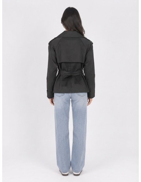 Trench Court Noir Femme Ceinturé | Zerda