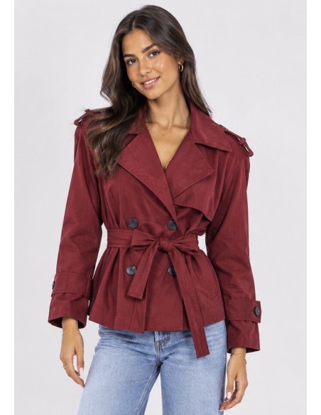 Trench Court Bordeaux Femme Ceinturé | Zerda