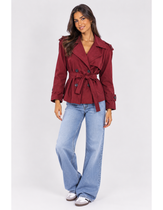 Trench Court Bordeaux Femme Ceinturé | Zerda 2