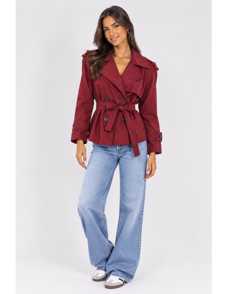 Trench Court Bordeaux Femme Ceinturé | Zerda