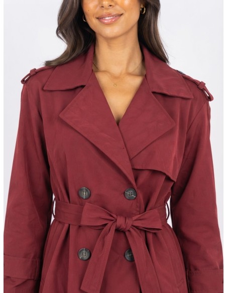 Trench Court Bordeaux Femme Ceinturé | Zerda