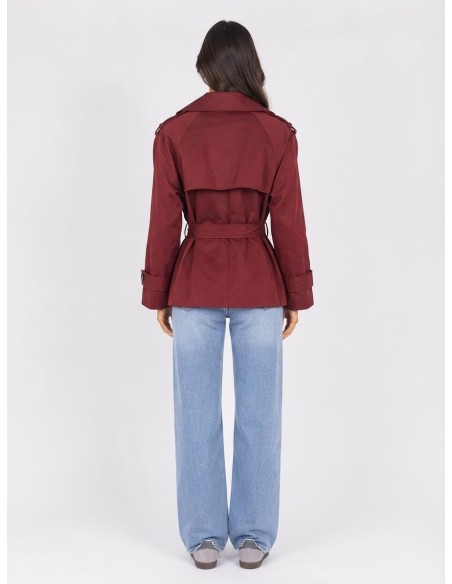 Trench Court Bordeaux Femme Ceinturé | Zerda