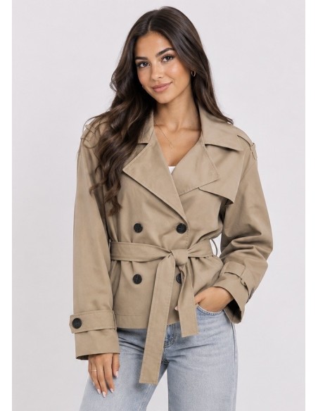 Trench Court Beige Femme Ceinturé | Zerda