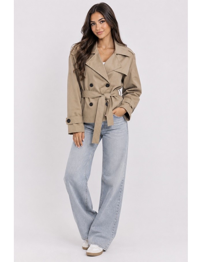 Trench Court Beige Femme Ceinturé | Zerda