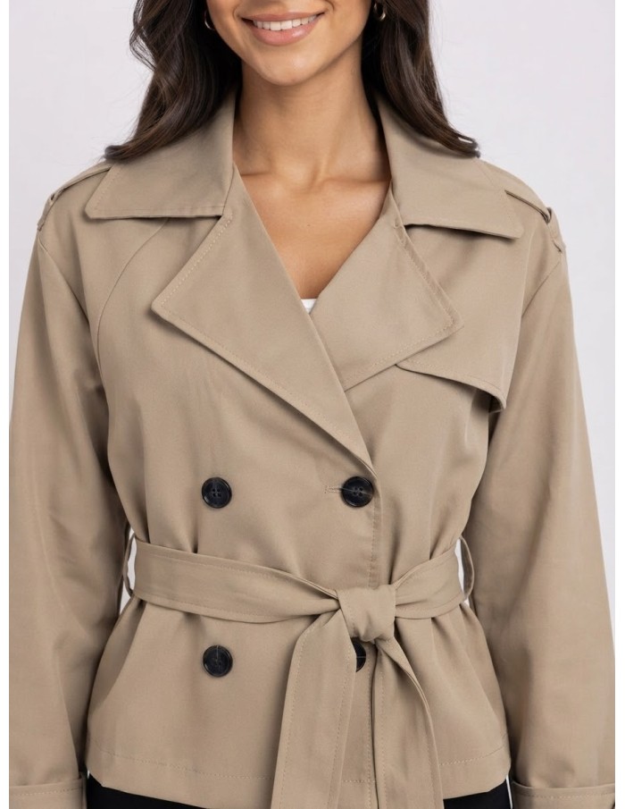 Trench Court Beige Femme Ceinturé | Zerda