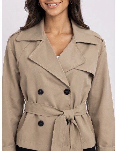 Trench Court Beige Femme Ceinturé | Zerda