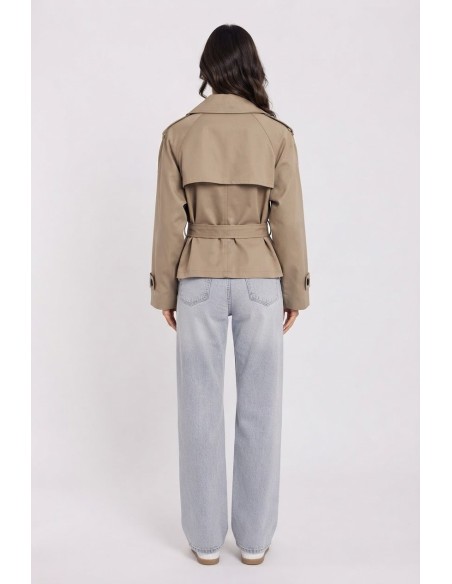 Trench Court Beige Femme Ceinturé | Zerda