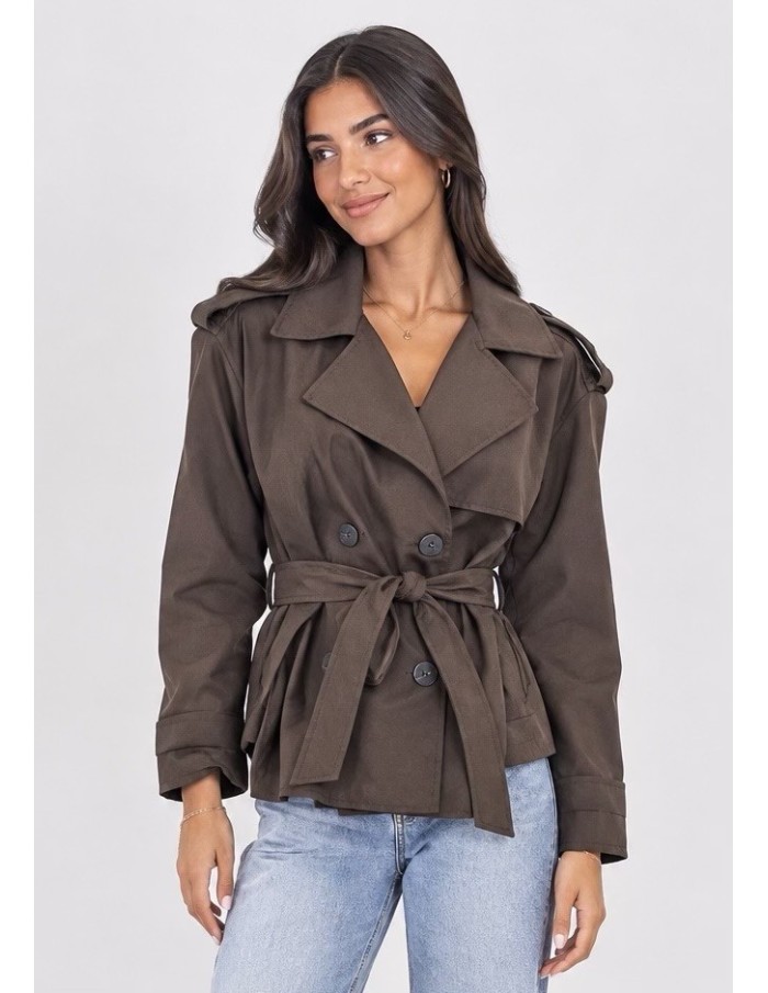 Trench Court Marron Femme Ceinturé | Zerda