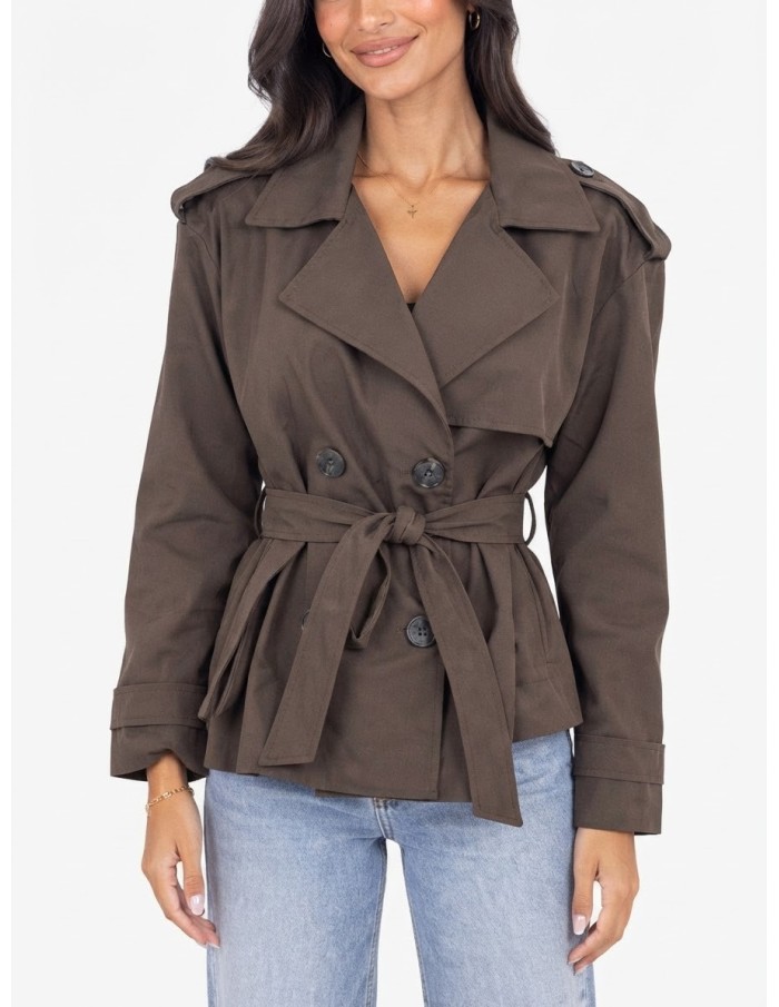 Trench Court Marron Femme Ceinturé | Zerda