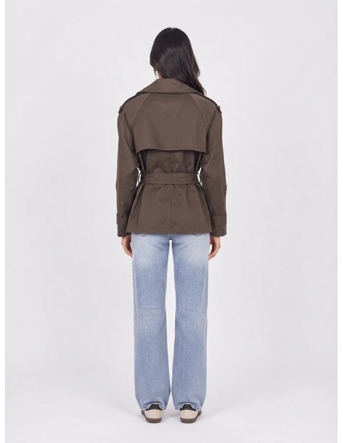 Trench Court Marron Femme Ceinturé | Zerda