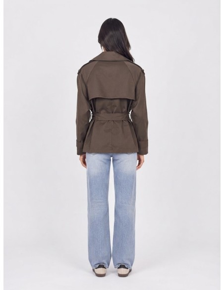 Trench Court Marron Femme Ceinturé | Zerda