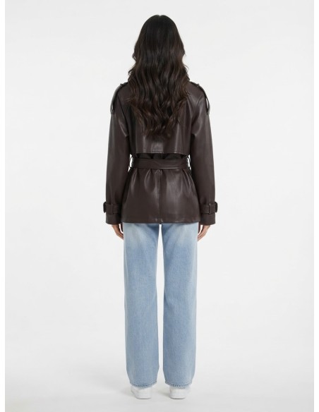 Trench Similicuir Marron Femme Ceinturé | Zerda