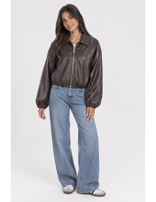 Veste Bomber Similicuir Marron Femme | Zerda 2