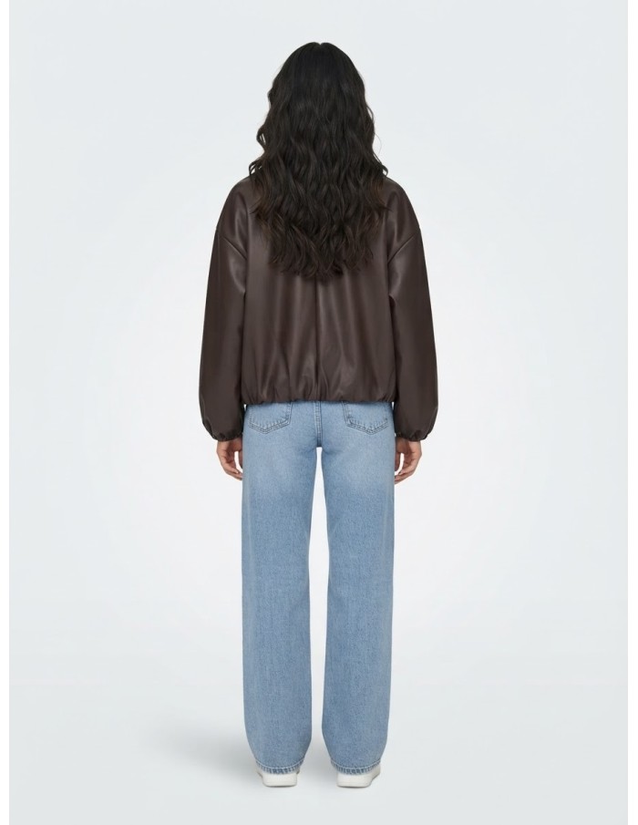 Veste Bomber Similicuir Marron Femme | Zerda