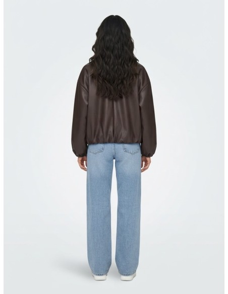 Veste Bomber Similicuir Marron Femme | Zerda