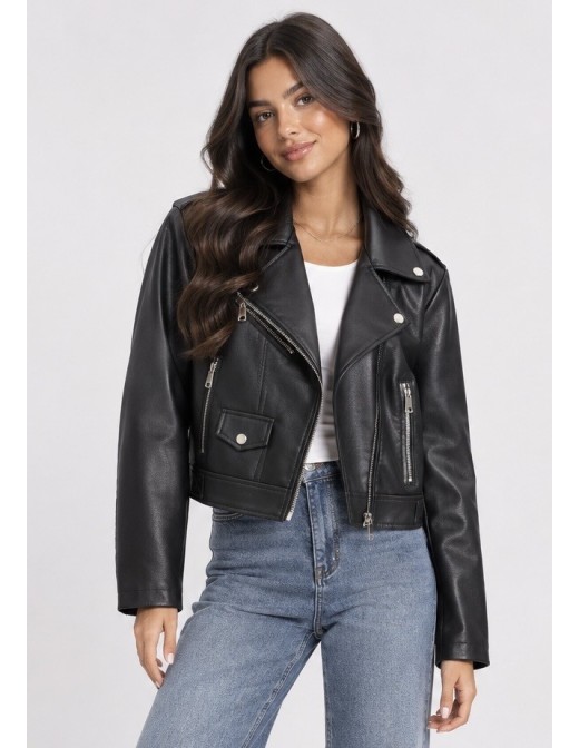 Perfecto Similicuir Noir Femme Zippé | Zerda