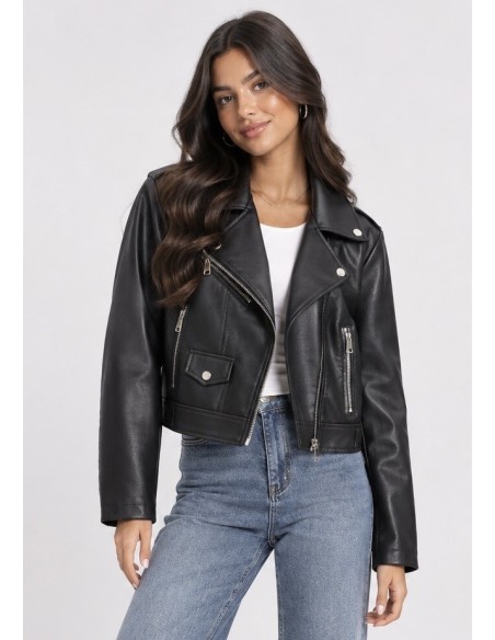 Perfecto Similicuir Noir Femme Zippé | Zerda