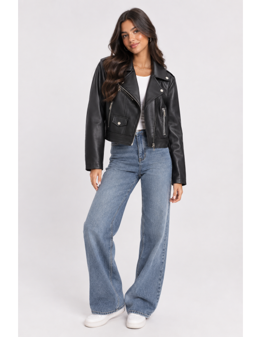 Perfecto Similicuir Noir Femme Zippé | Zerda 2
