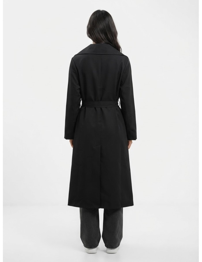 Trench Long Noir Femme Ceinturé | Zerda