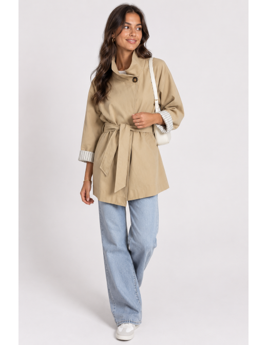 Veste Trench Beige Femme Manches Retroussées | Zerda 2