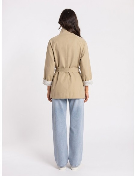 Veste Trench Beige Femme Manches Retroussées | Zerda