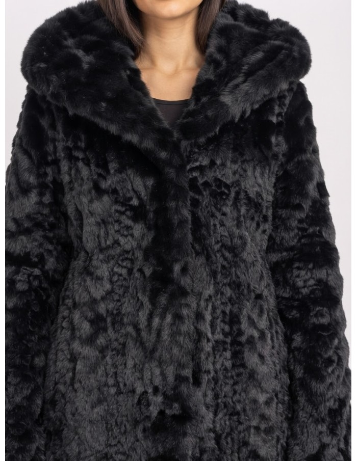 Manteau Fausse Fourrure Noir Femme | Zerda