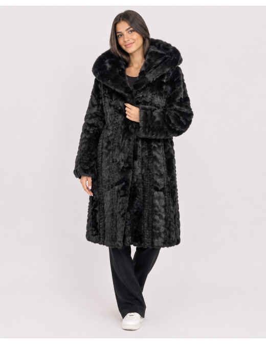 Manteau Fausse Fourrure Noir Femme | Zerda