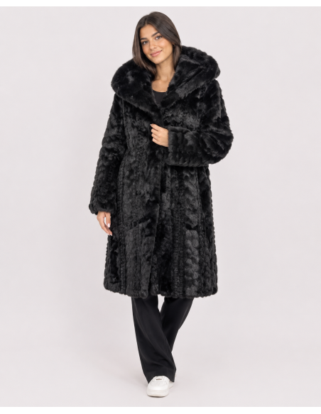 Manteau Fausse Fourrure Noir Femme | Zerda