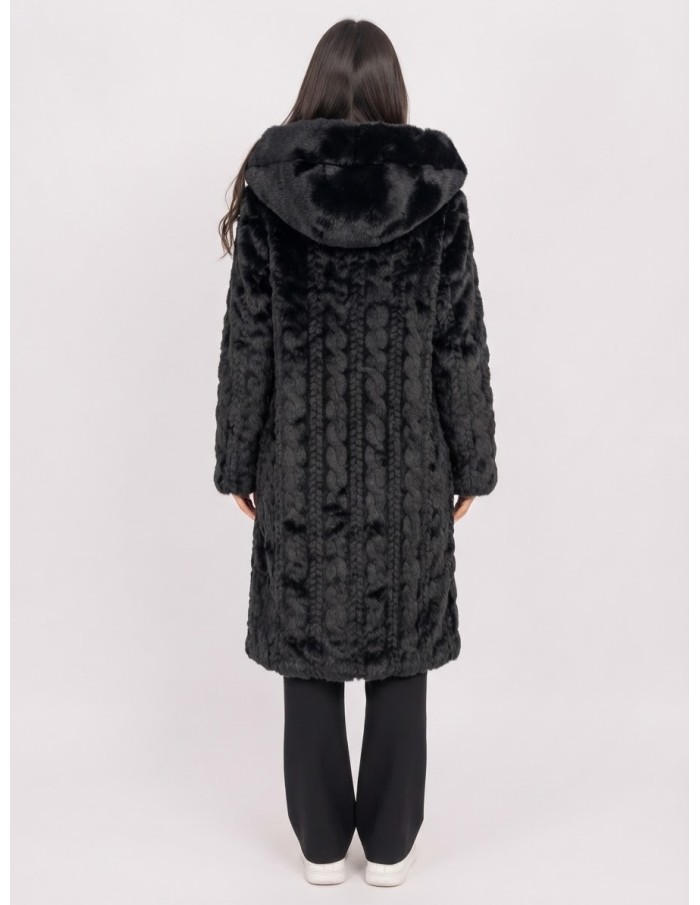 Manteau Fausse Fourrure Noir Femme | Zerda