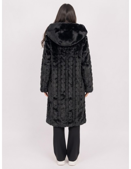 Manteau Fausse Fourrure Noir Femme | Zerda