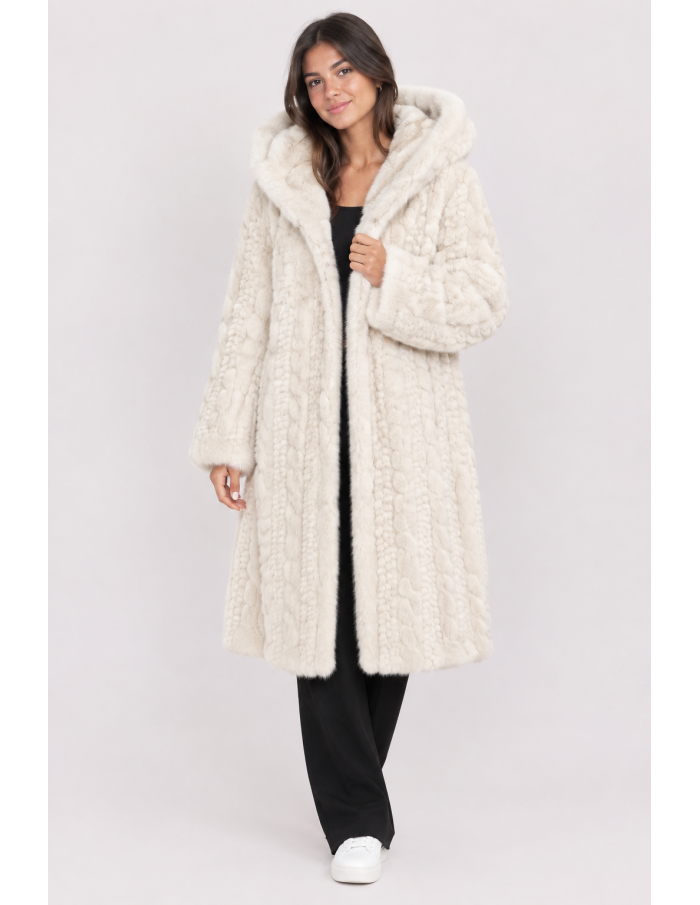 Manteau Fausse Fourrure Écru Femme | Zerda
