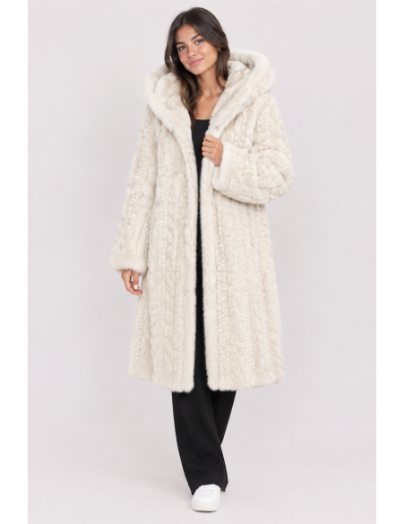 Manteau Fausse Fourrure Écru Femme | Zerda