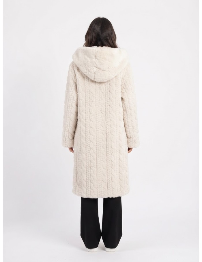 Manteau Fausse Fourrure Écru Femme | Zerda