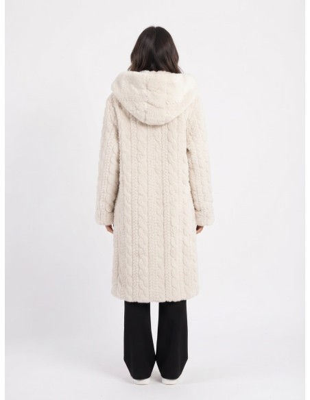 Manteau Fausse Fourrure Écru Femme | Zerda