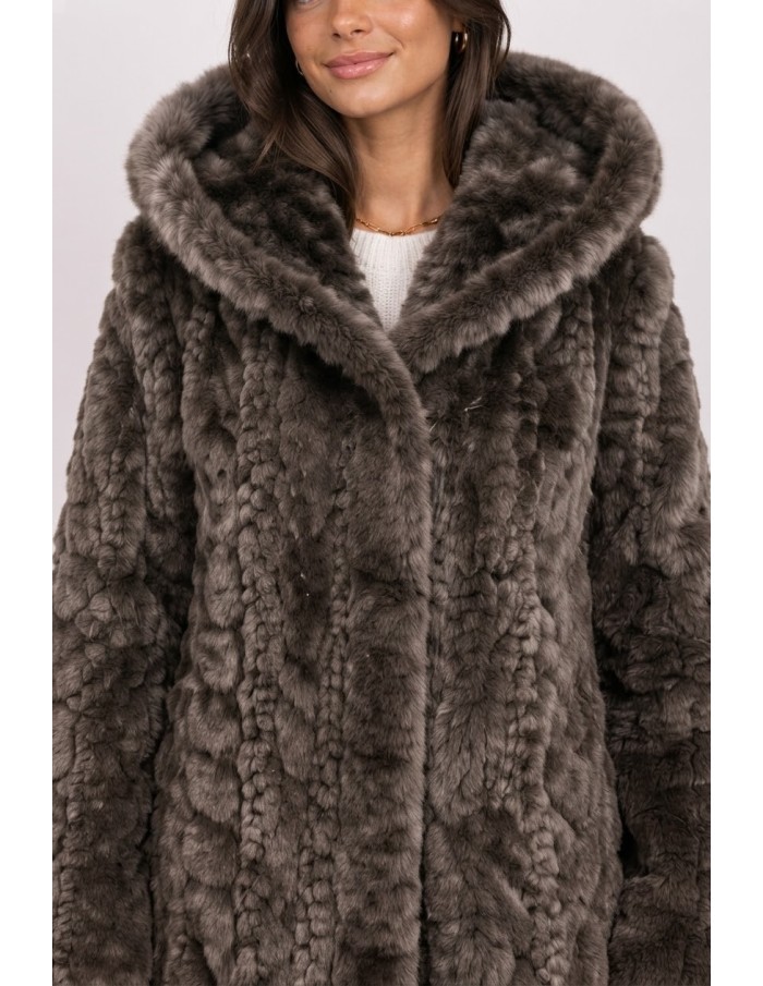 Manteau Fausse Fourrure Marron Femme | Zerda