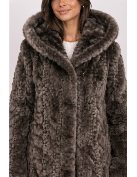 Manteau Fausse Fourrure Marron Femme | Zerda