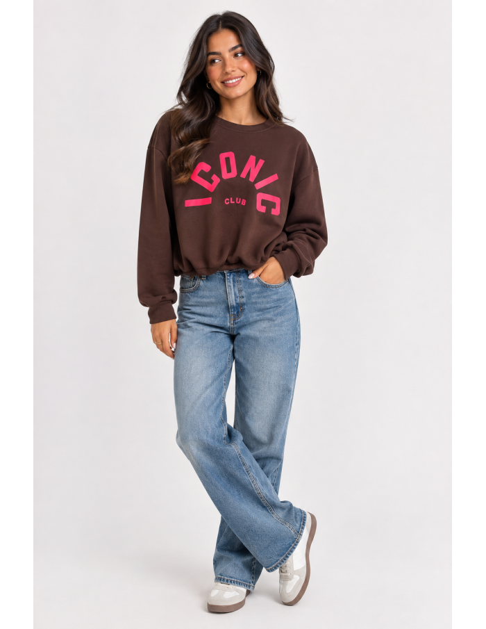 Sweat Iconic Club Marron Femme | Zerda