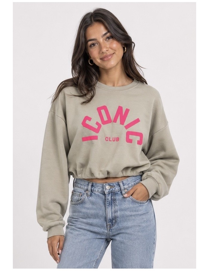 Sweat Iconic Club Taupe Femme | Zerda