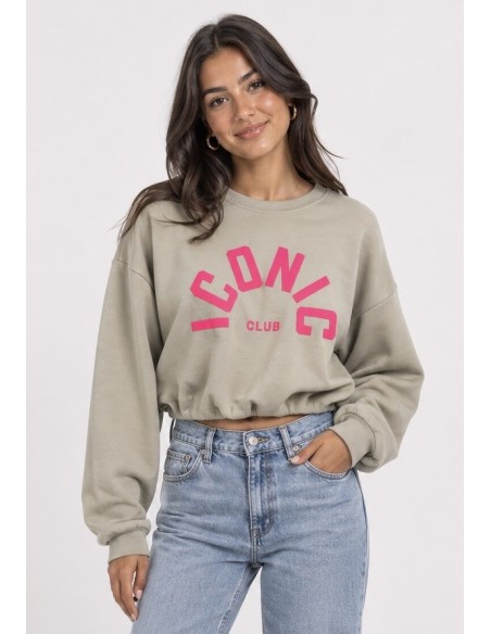 Sweat Iconic Club Taupe Femme | Zerda
