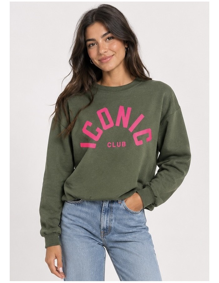 Sweat Iconic Club Kaki Femme | Zerda