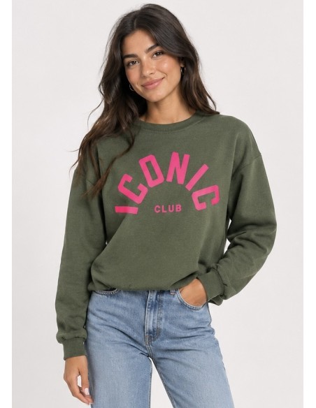 Sweat Iconic Club Kaki Femme | Zerda