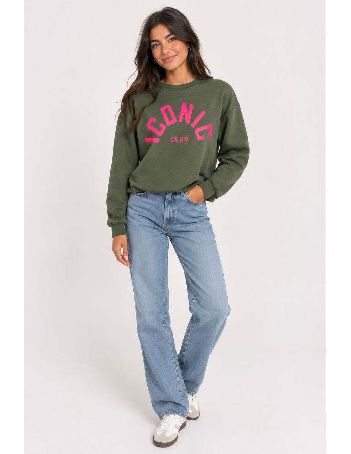 Sweat Iconic Club Kaki Femme | Zerda