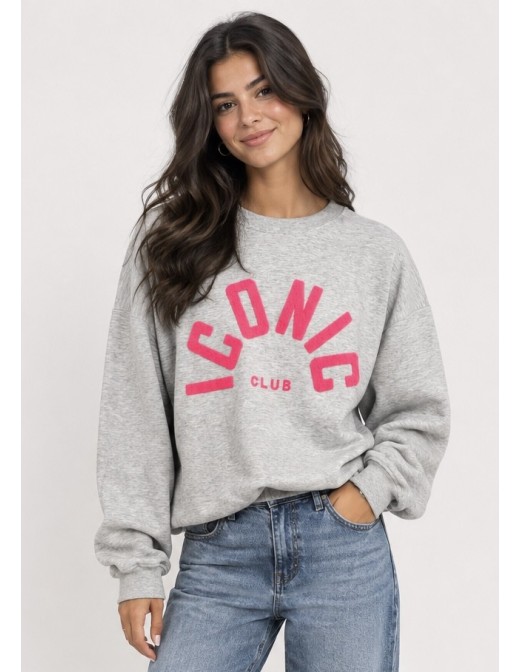 Sweat Iconic Club Gris Chiné Femme | Zerda