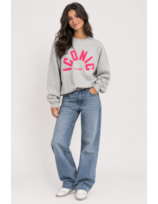 Sweat Iconic Club Gris Chiné Femme | Zerda 2