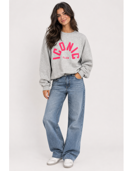 Sweat Iconic Club Gris Chiné Femme | Zerda
