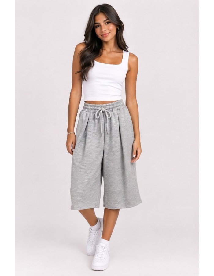 Pantacourt Jogging Gris Chiné Femme | Zerda